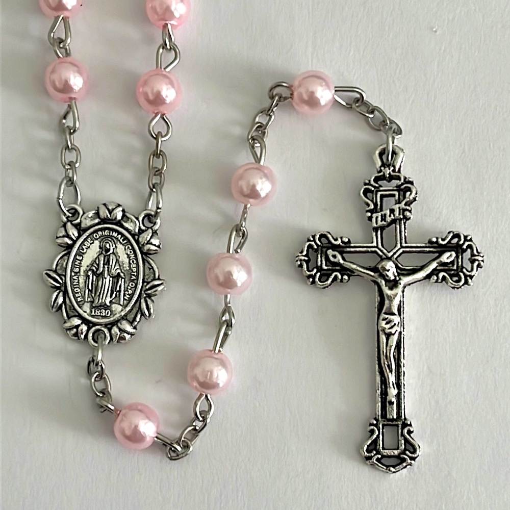 Catholic Pink Traditional Rosary Beads